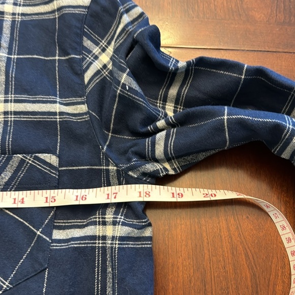 Garnet Hill NWOT Long Sleeve Navy Blue Plaid Flannel Button Down Dress - Picture 8 of 11